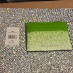 Michael Kors Lime Green MK Signature Card Holder